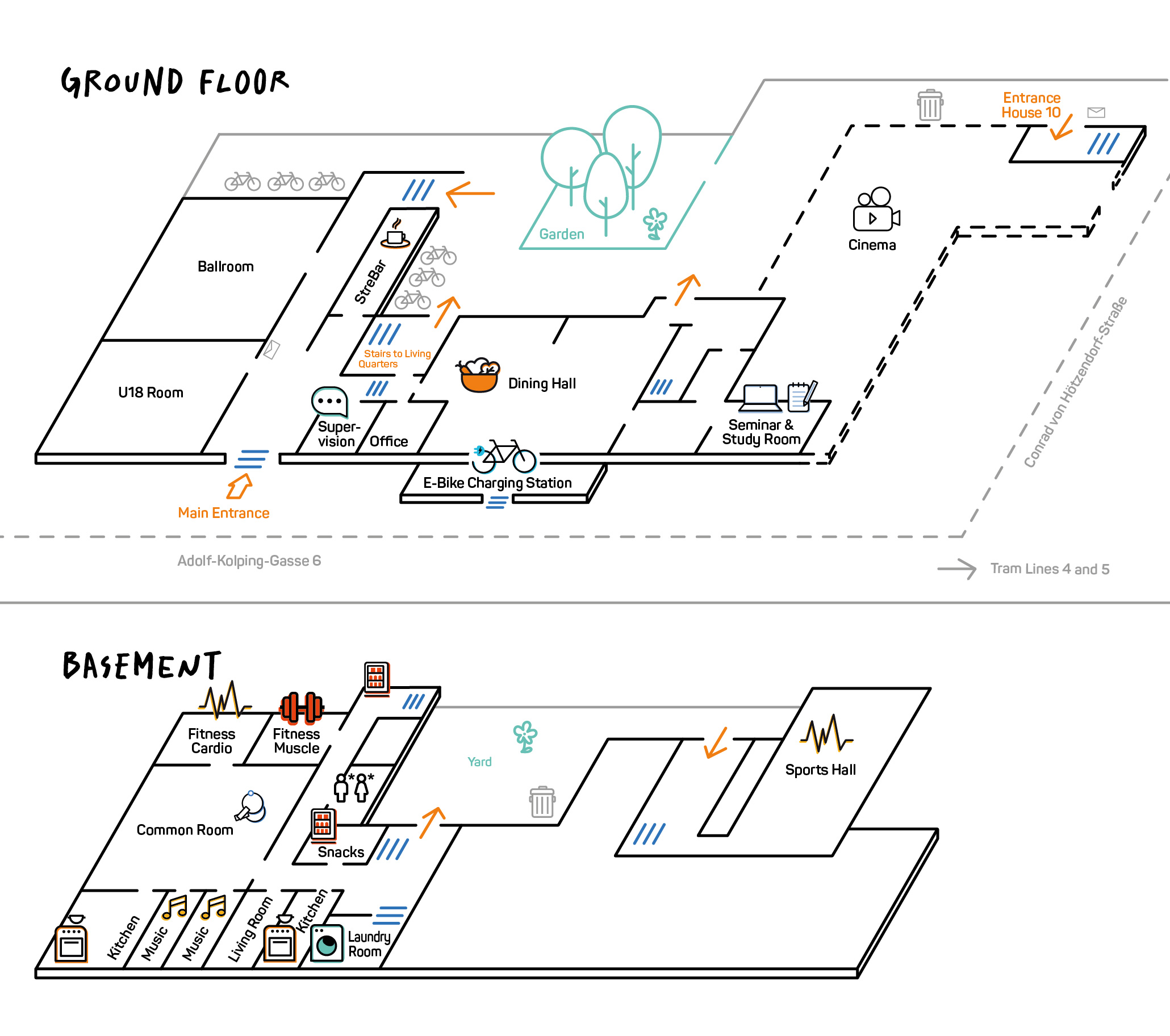 Schematic Floor Plan of Kolpinghaus Graz